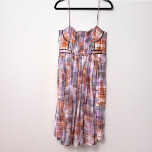 Rachel Comey Silk Sleeveless Dress S Pleated Drape Bodice Contrast Piping
